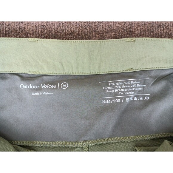 Outdoor Voices Women's M Green Brown White RecTreck Zip Off Pants Cargo Hiking - Picture 2 of 16
